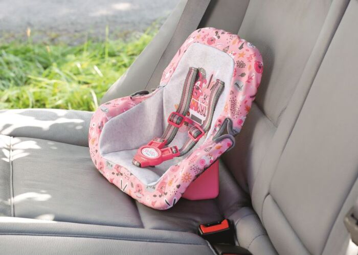 BABY Born Car Seat - gråt og lyserødt bilsæde til dukker op til 43 cm