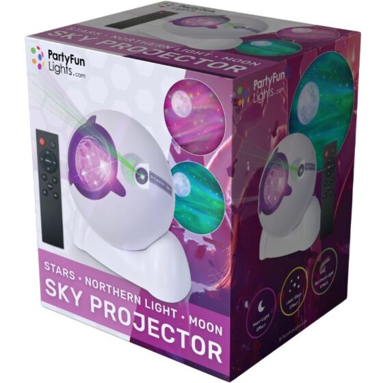 PartyFun Lights laserprojektor med stjerner og nordlys