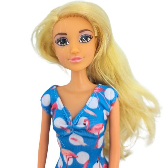 Anlily blond docka med rosa bil - 29 cm