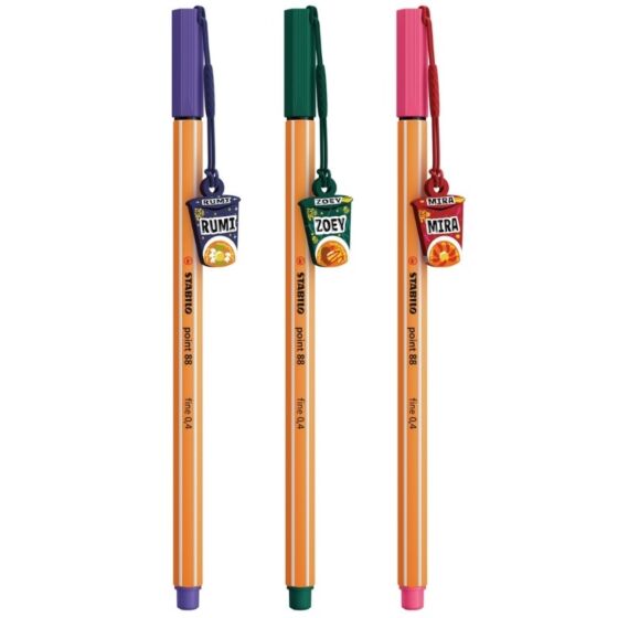 STABILO point 88 KPop Demon Hunters fineliner med hängsmycke – 3 st.