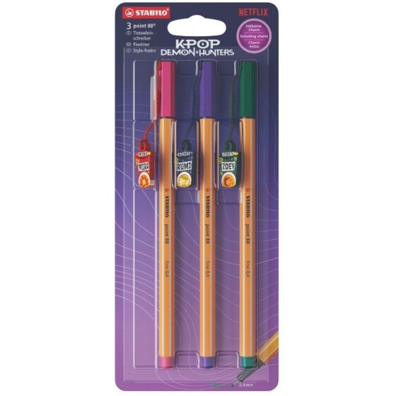 STABILO point 88 KPop Demon Hunters fineliner med hängsmycke – 3 st.