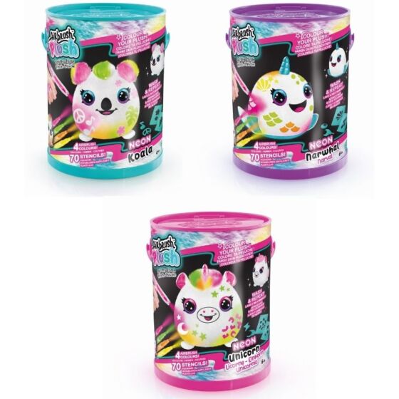 Airbrush Plush Neon Squish Pals – gosedjur att färglägga