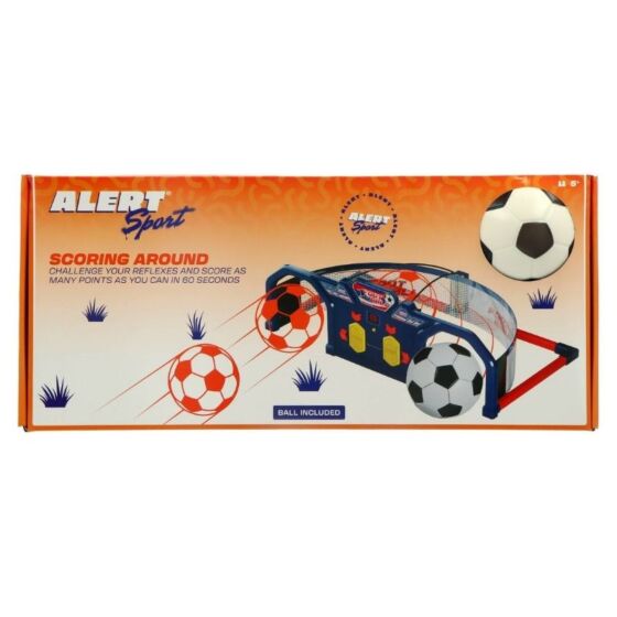 Alert elektroniskt fotbollsspel med ljus och poängräknare