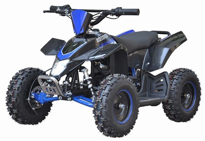 Highper 800W ATV med kraftig motor og stålramme - op til 20 km/t - sort og blå