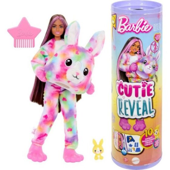 Barbie Cutie Reveal Bunny dukke med regnbuefarvet kaninkostume