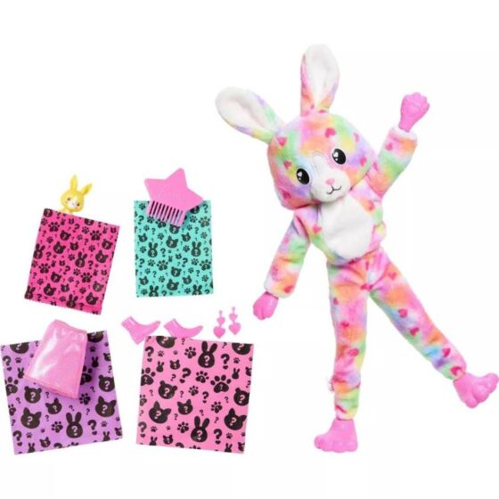 Barbie Cutie Reveal Bunny dukke med regnbuefarvet kaninkostume