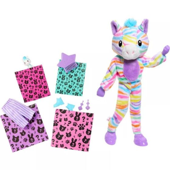 Barbie Cutie Reveal Zebra dukke med regnbue-stribet zebrakostume