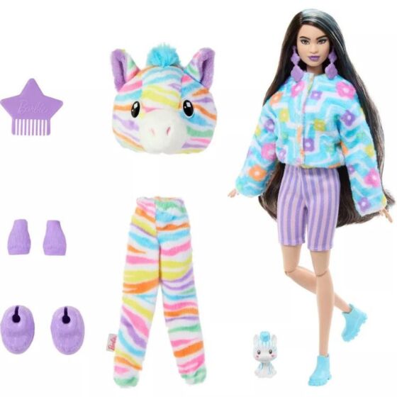 Barbie Cutie Reveal Zebra dukke med regnbue-stribet zebrakostume