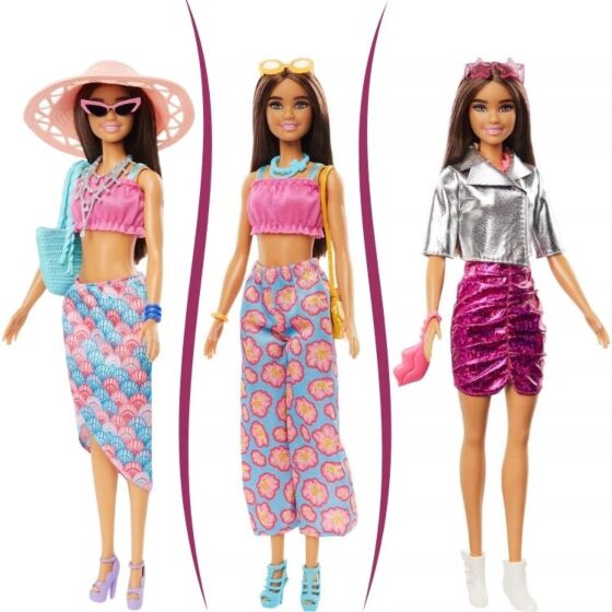 Barbie Day to Night Julekalender - med mørkhåret dukke, tøj og tilbehør