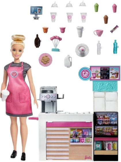 Barbie Karrieredukke Coffee Shop - barista med cafè og over 20 tilbehør