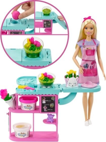  Barbie Karriärdocka blond docka med Barbie-blommor i lera - florist 
