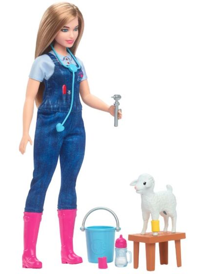 Barbie Karriärdocka – Bondgårdsveterinär med interaktivt lamm och tillbehör