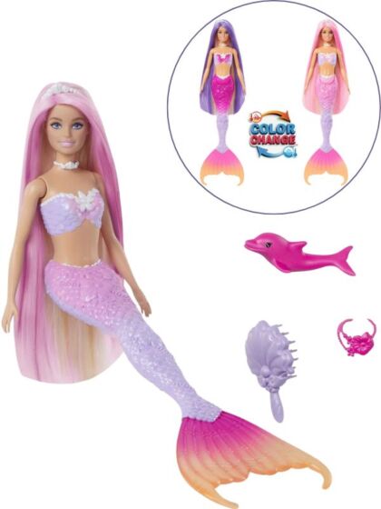 Barbie Malibu sjöjungfrudocka med färgskiftande effekter och tillbehör