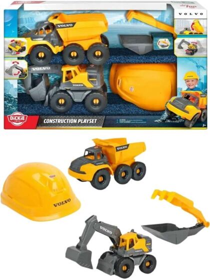 Dickie Toys Volvo anläggningslekset med hjälm – 4 delar