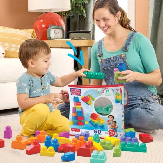 Fisher Price First Builders - Mega Bloks byggklossar för de minsta - 60 delar - blå
