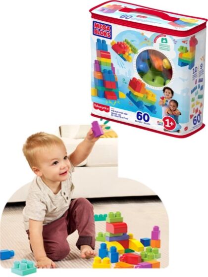 Fisher Price First Builders - Mega Bloks byggklossar för de minsta - 60 delar - blå