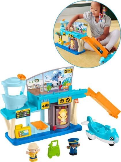 Fisher Price Little People flyplass med fly, 2 figurer og koffert