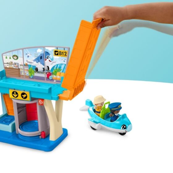 Fisher Price Little People flyplass med fly, 2 figurer og koffert