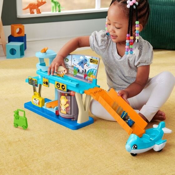 Fisher Price Little People flyplass med fly, 2 figurer og koffert