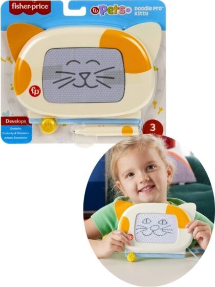 Fisher Price magnetisk tegnebrett med penn - gul katt