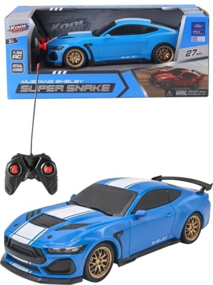 Ford Mustang Shelby Super Snake radiostyrd bil med ljus - blå 20 cm