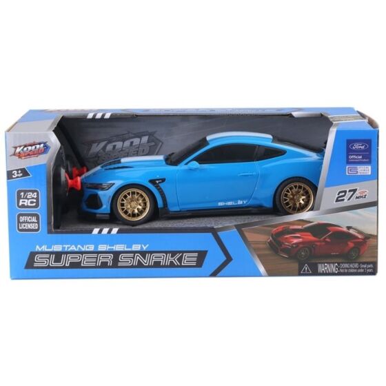 Ford Mustang Shelby Super Snake radiostyrd bil med ljus - blå 20 cm