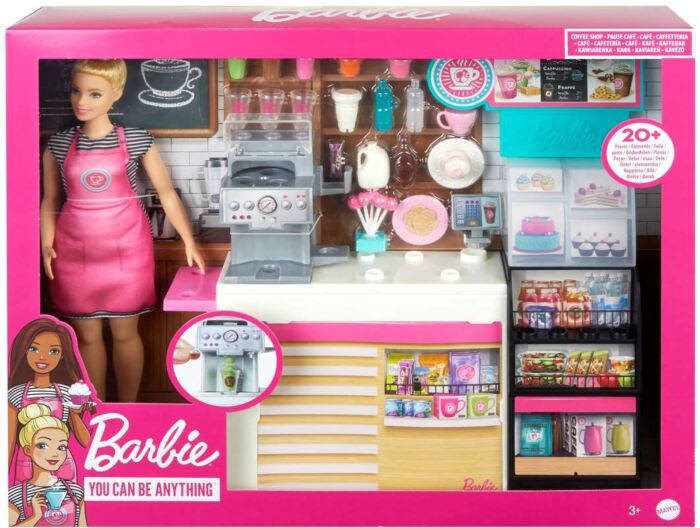 Barbie Karrieredukke Coffee Shop - barista med cafè og over 20 tilbehør