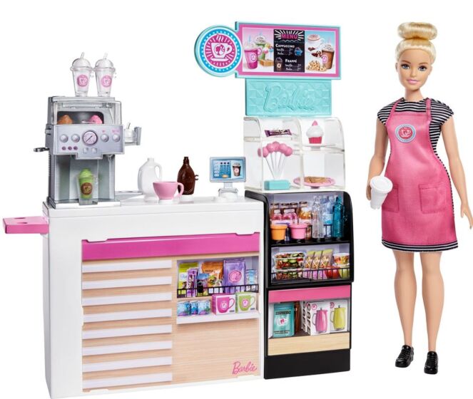 Barbie Karrieredukke Coffee Shop - barista med cafè og over 20 tilbehør