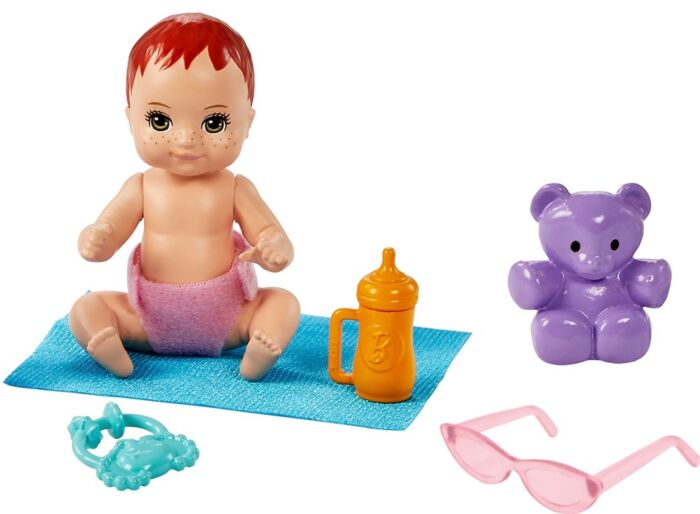 Barbie Skipper barnepige dukke med baby minidukke og vogn