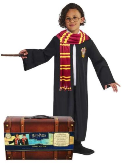 Harry Potter utkledningssett med kappe og tilbehør i koffert - 6-9 år