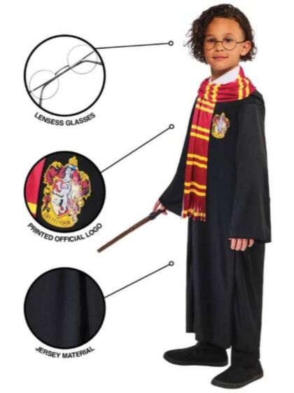 Harry Potter utkledningssett med kappe og tilbehør i koffert - 6-9 år
