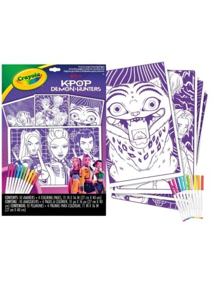 K-Pop Demon Hunters Crayola fuzzy målarset – 4 affischer och 10 tuschpennor