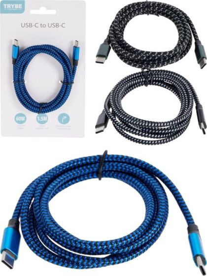 Laddkabel USB-C till USB-C 60 W – 1,5 meter