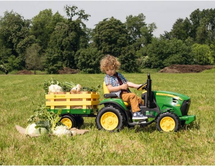 Peg Perego John Deere 12V elektrisk traktor til børn - med anhænger
