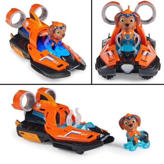 Paw Patrol Mighty Movie Storfilmen - Zuma Mighty Hovercraft leksaksbåt med figur - ljud och ljus