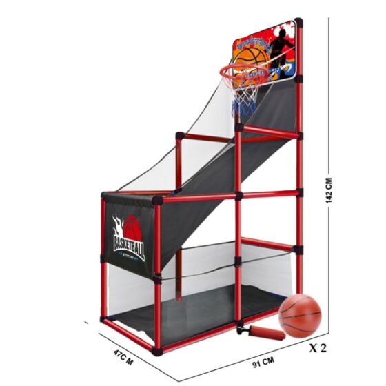 Basketboldspil med kurv og legbold - 142 cm højt stativ