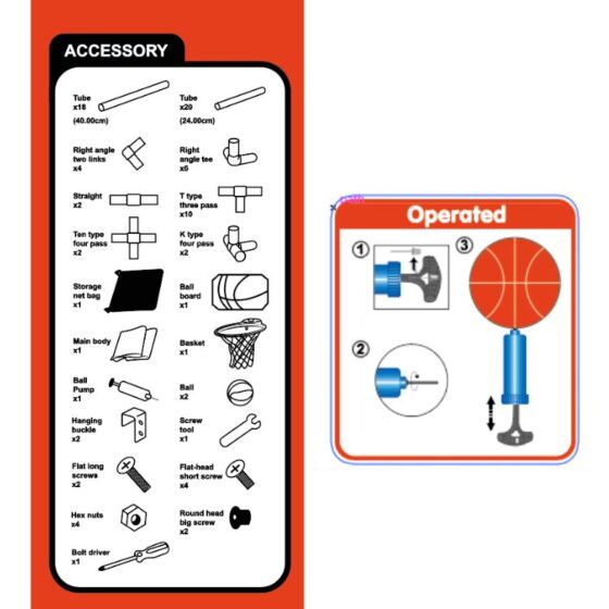 Basketballspill med kurv og lekeball - 142 cm høyt stativ