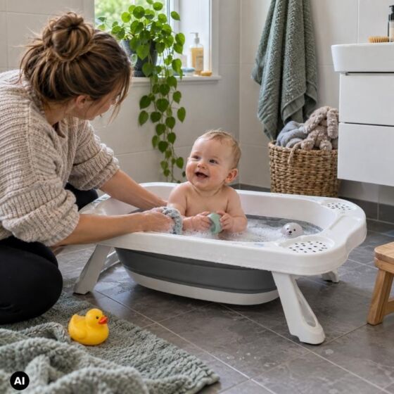 Hopfällbart babybadkar med ben – 80 cm