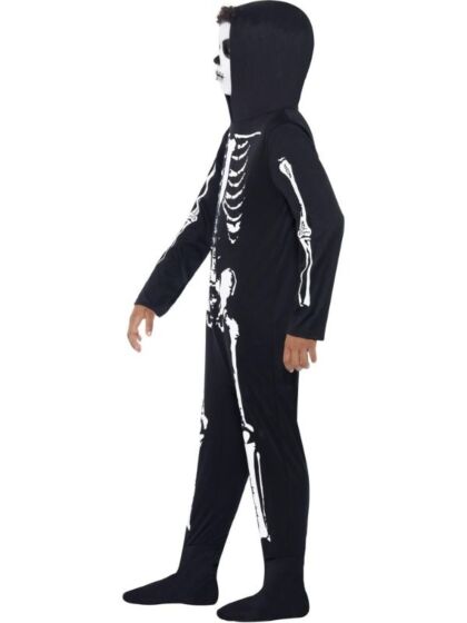Skjelettkostyme til barn med hette - 10-12 år - 145–158 cm