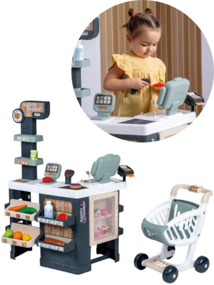 Smoby Smarty Market lekebutikk med handlevogn - 42 deler