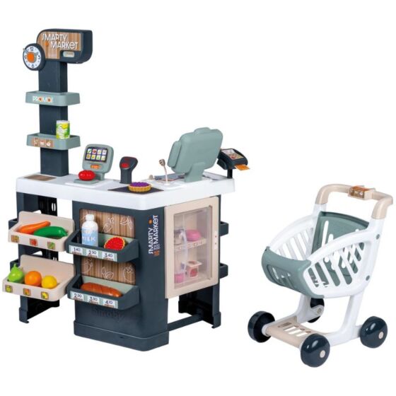 Smoby Smarty Market lekebutikk med handlevogn - 42 deler