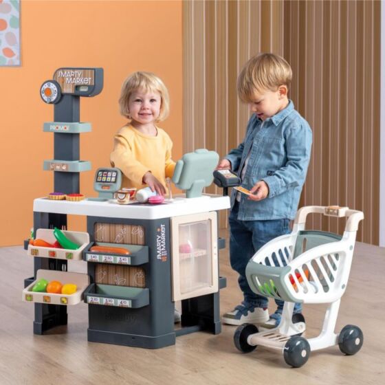 Smoby Smarty Market lekebutikk med handlevogn - 42 deler
