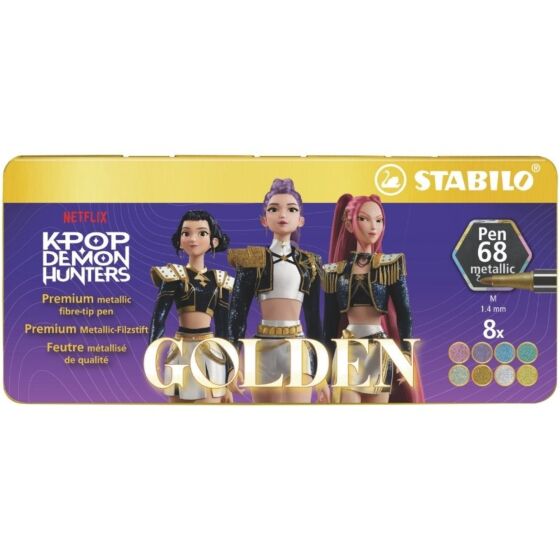 STABILO Pen 68 KPop Demon Hunters metalliska tuschpennor – 8 st.