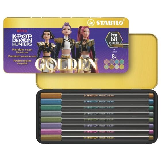 STABILO Pen 68 KPop Demon Hunters metalliska tuschpennor – 8 st.