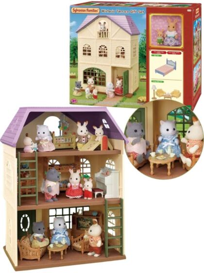 Sylvanian Families Wisteria Terrace 2-etagers hus med figurer og møbler