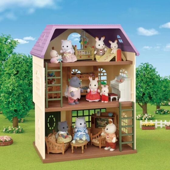 Sylvanian Families Wisteria Terrace 2-etagers hus med figurer og møbler