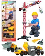 Dickie Toys Volvo Construction Set - lekset med kran, hjälm och 3 anläggningsfordon 203724007