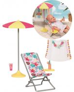 BABY Born Holiday solstol med parasoll - lekesett til dukke 43 cm 829264