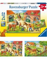 Ravensburger 2 barnepuslespill med 12 brikker hver - stallmotiv 10105178