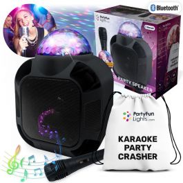 Microfono Inalámbrico Karaoke Portátil para Cantar Función de Eco PC o Teléfono Inteligente Micrófono Karaoke Bluetooth con Luces de discoteca LED Compatible con Android/iOS 